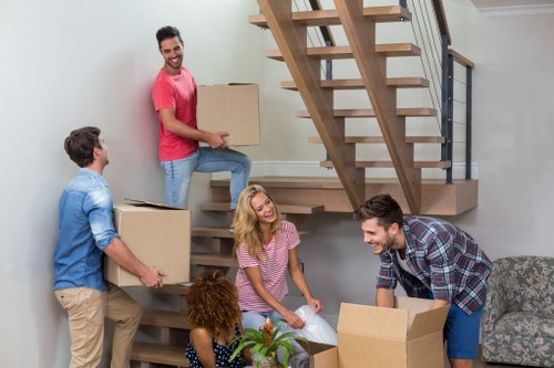 Packing and organising office equipment for a move in Fulham