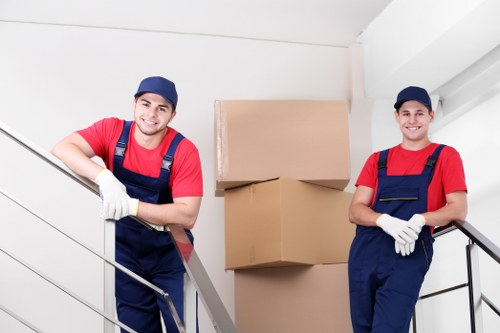 Packing boxes and household items in a Fulham home