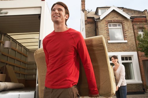 Student removal van and boxes in a Fulham residential street