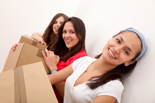 Professional movers handling boxes and furniture in Fulham