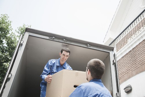 Local removals vehicle outside a typical Fulham apartment building