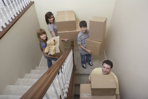 Office relocation setup with desks and equipment in Fulham