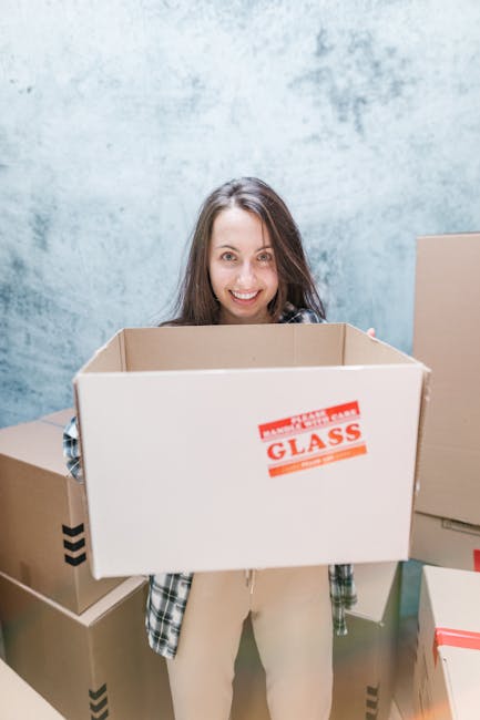 A man with curly dark hair and medium skin tone is sitting on the wooden floor of a room, surrounded by several cardboard boxes of varying sizes that are sealed with red packing tape, indicating they are packed for a home relocation. The boxes are stacked to his left, some leaning against the wall behind him. The room features two large, arched windows with white frames, allowing natural daylight to illuminate the space; through the windows, a street with parked cars and trees is visible. To the right of the man, there is a tall potted plant with broad, dark green leaves. The man is wearing a blue T-shirt and dark jeans, and appears to be resting during the packing and moving process, which is part of the furniture transport and logistics involved in a professional removal service. The overall setting reflects a moment in the packing and loading phase of a house removal, supported by the environment and contents that Movers Fulham might facilitate.